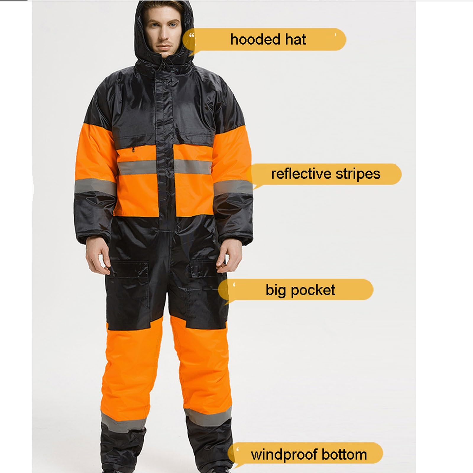Chaqueta reflectante de algodón grueso for invierno, ropa de trabajo con capucha de alta visibilidad for clima frío, abrigo de seguridad cálido. chaleco reflectante