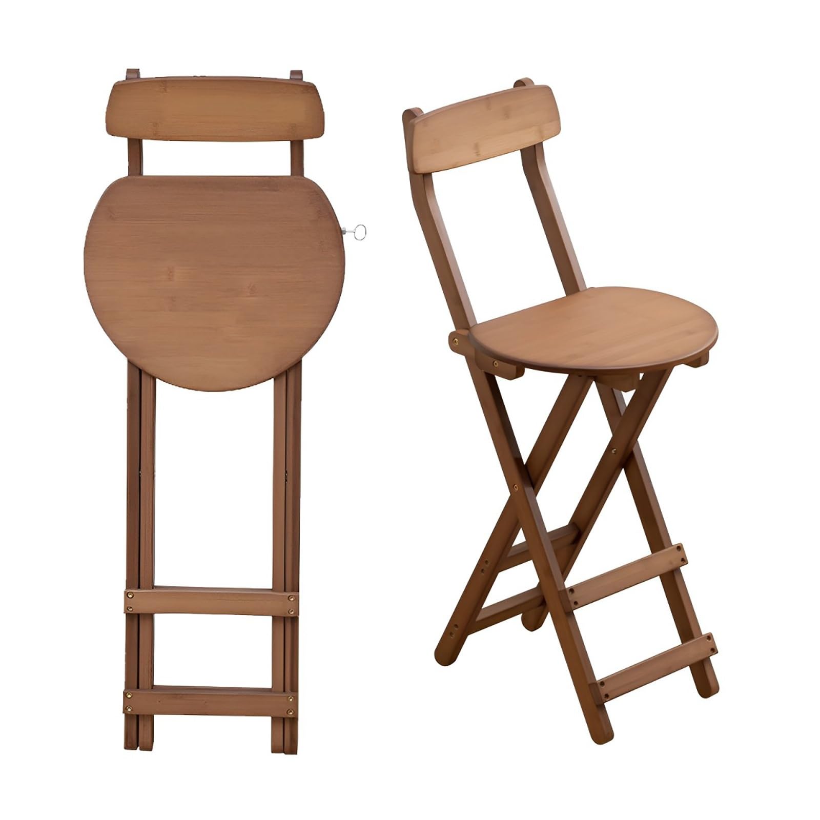 Taburetes Altos De Cocina Gran Capacidad De Carga Taburete Alto Plegable Taburete De Bar Con Respaldo Cómodo Pasador De Seguridad Para Mayor Seguridad Y Estabilidad - 61.5/69cm Altura Del Asiento(Tea