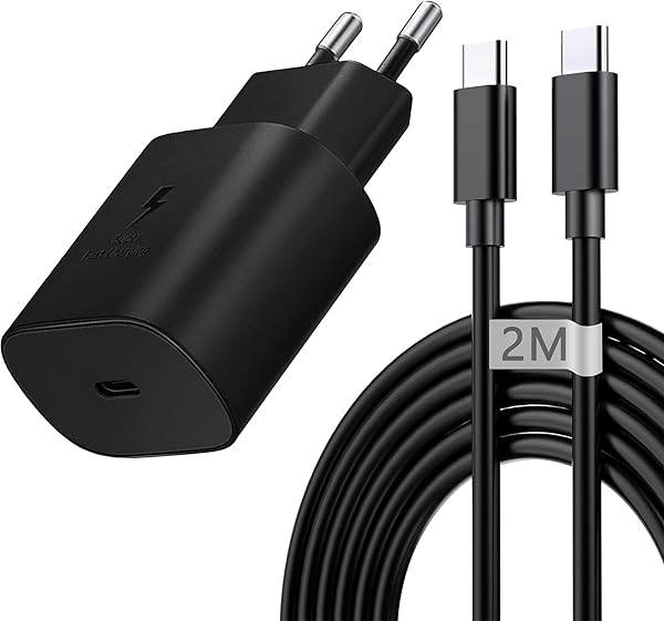 Caricabatterie Sumsamg 25W,Caricatore Rapido con 2M Cavo per Samsung Galaxy S26 S25 S24 S23 S22 S21 Plus/FE/Ultra,S20,A57 A56 A55 A54 A53 A36 A35 A26 A25 A16 A15,Z Flip 7,Tipo C Spinotto Alimentatore - 1
