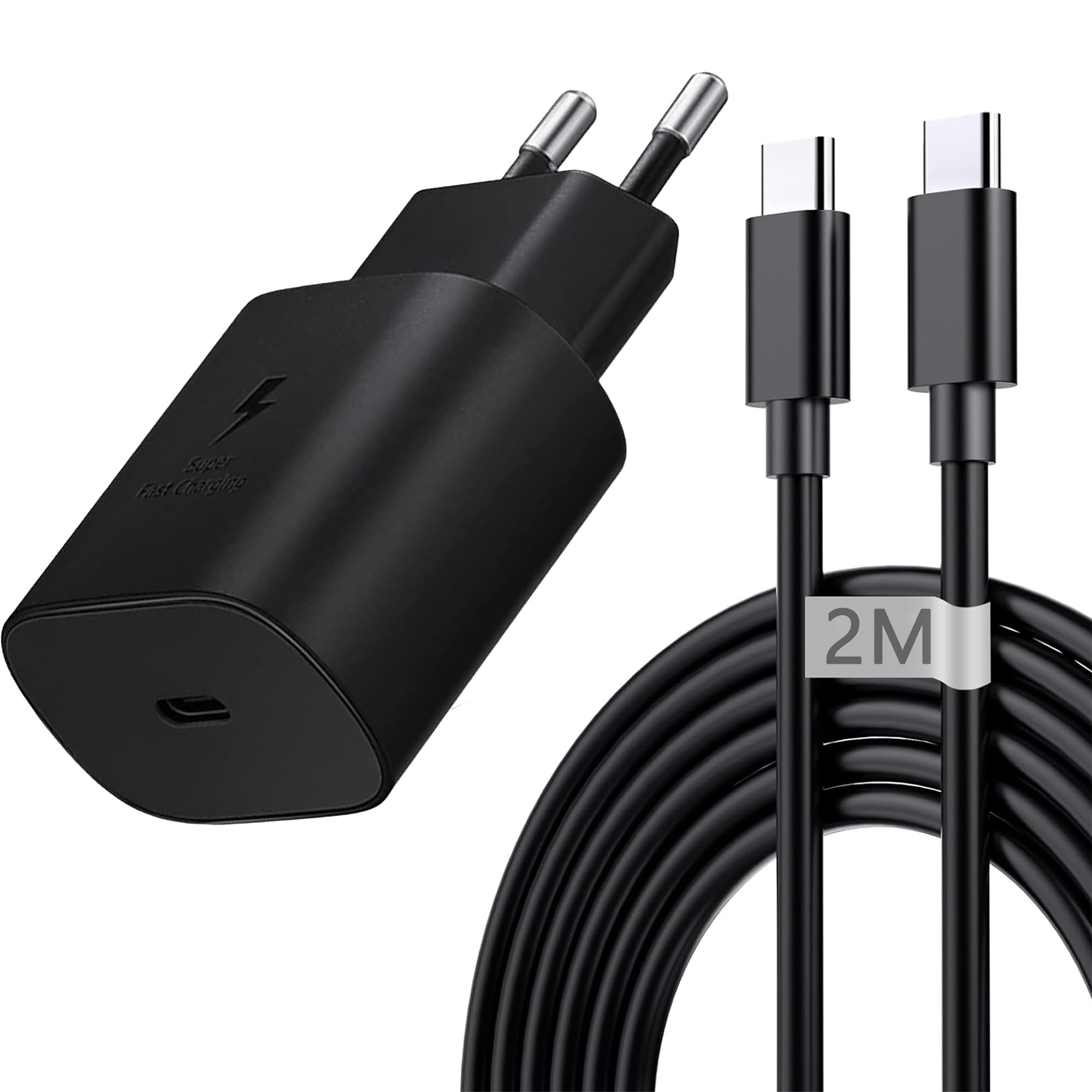 Caricabatterie Sumsamg 25W,Caricatore Rapido con 2M Cavo per Samsung Galaxy S26 S25 S24 S23 S22 S21 Plus/FE/Ultra,S20,A57 A56 A55 A54 A53 A36 A35 A26 A25 A16 A15,Z Flip 7,Tipo C Spinotto Alimentatore