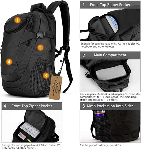 Miniatura 4 de ArcEnCiel 25l, mochila militar impermeable, para ataque táctico, colegio, caza, camping, trekking, viajes. Incluye capa para la lluvia