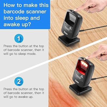 Eyoyo Omnidirectional Hands-Free 1D 2D Desktop USB Wired Barcode Scanner | Automatic Image Sensing, Capture Barcodes from Mobile Phone Screen, QR Bar Codes Reader for Supermarket Library Retail Store