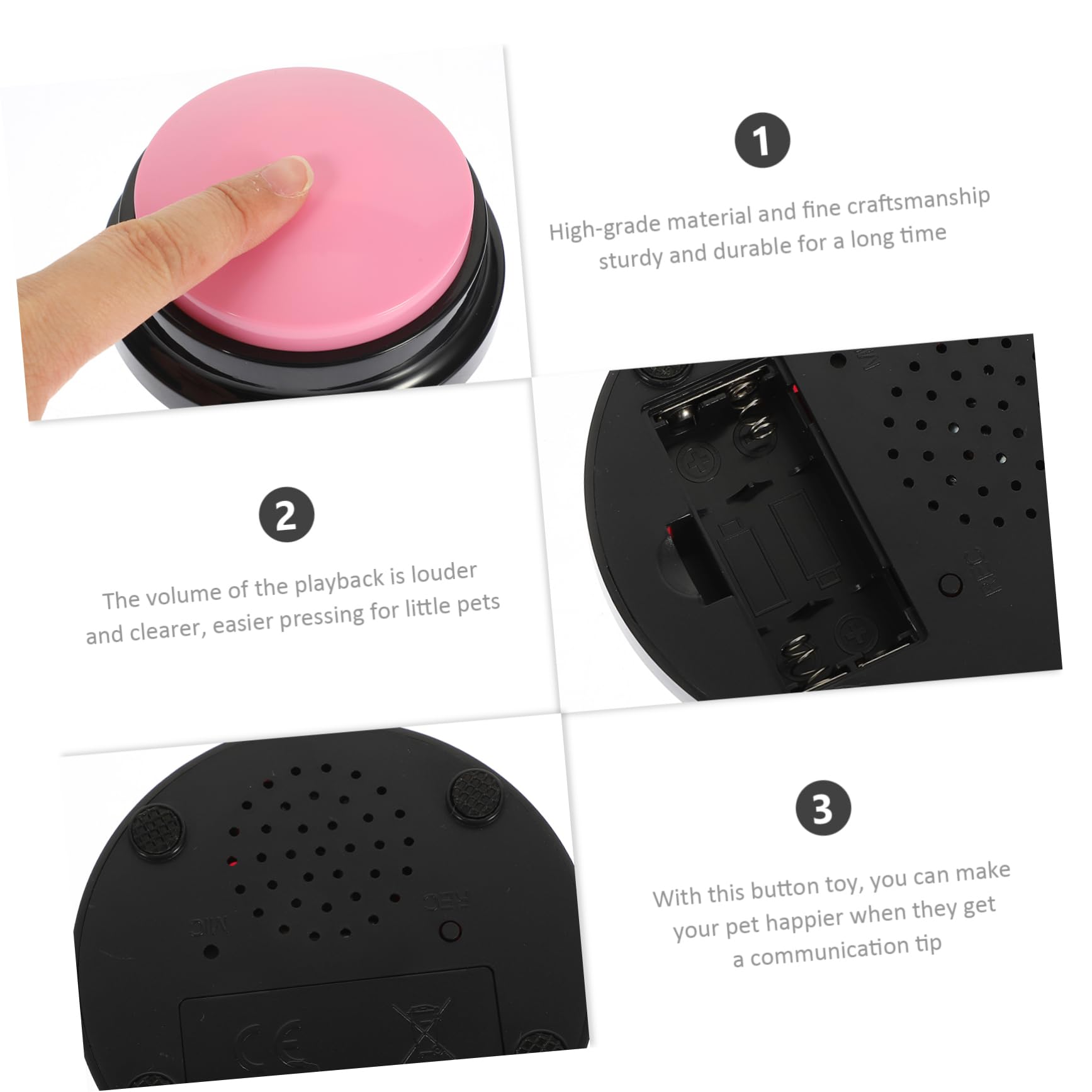 Hohopeti 4piezas Botones Interactivos para De Comunicación Grabable Juguete De Entrenamiento Cachorros y Gatos Divertidos para