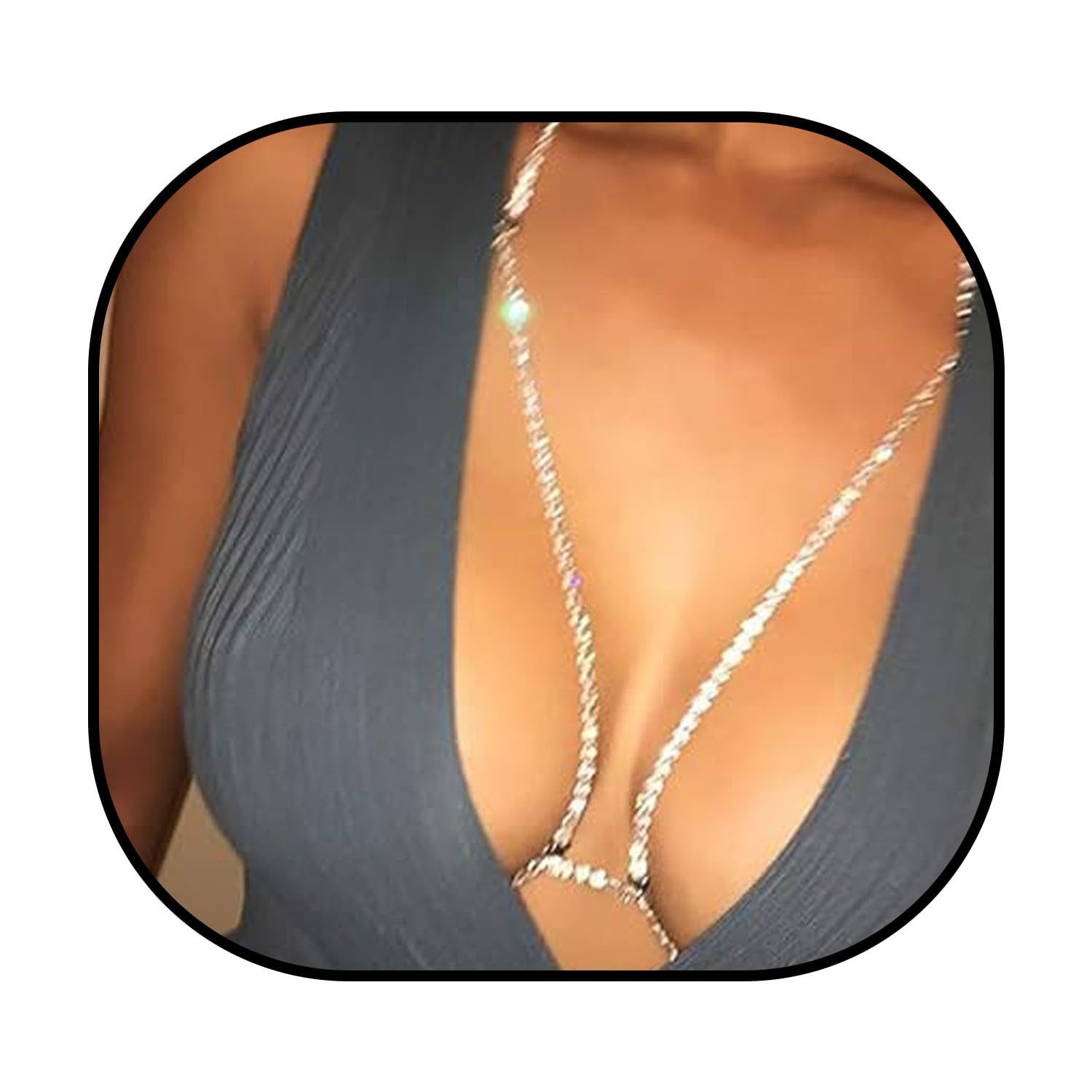 Rhinestone Chain Bra Crystal Body Chains for Women Necklace Sexy Bikini Nightclub Body Chain Jewelry