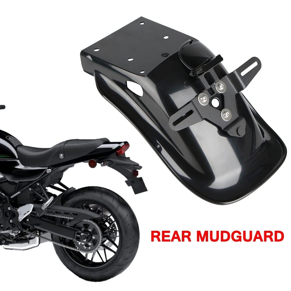 Kit Parafango Posteriore Con Porta Targa Per Kawasaki Z900RS Cafe 2018-2022 – Nero, In ABS E Alluminio