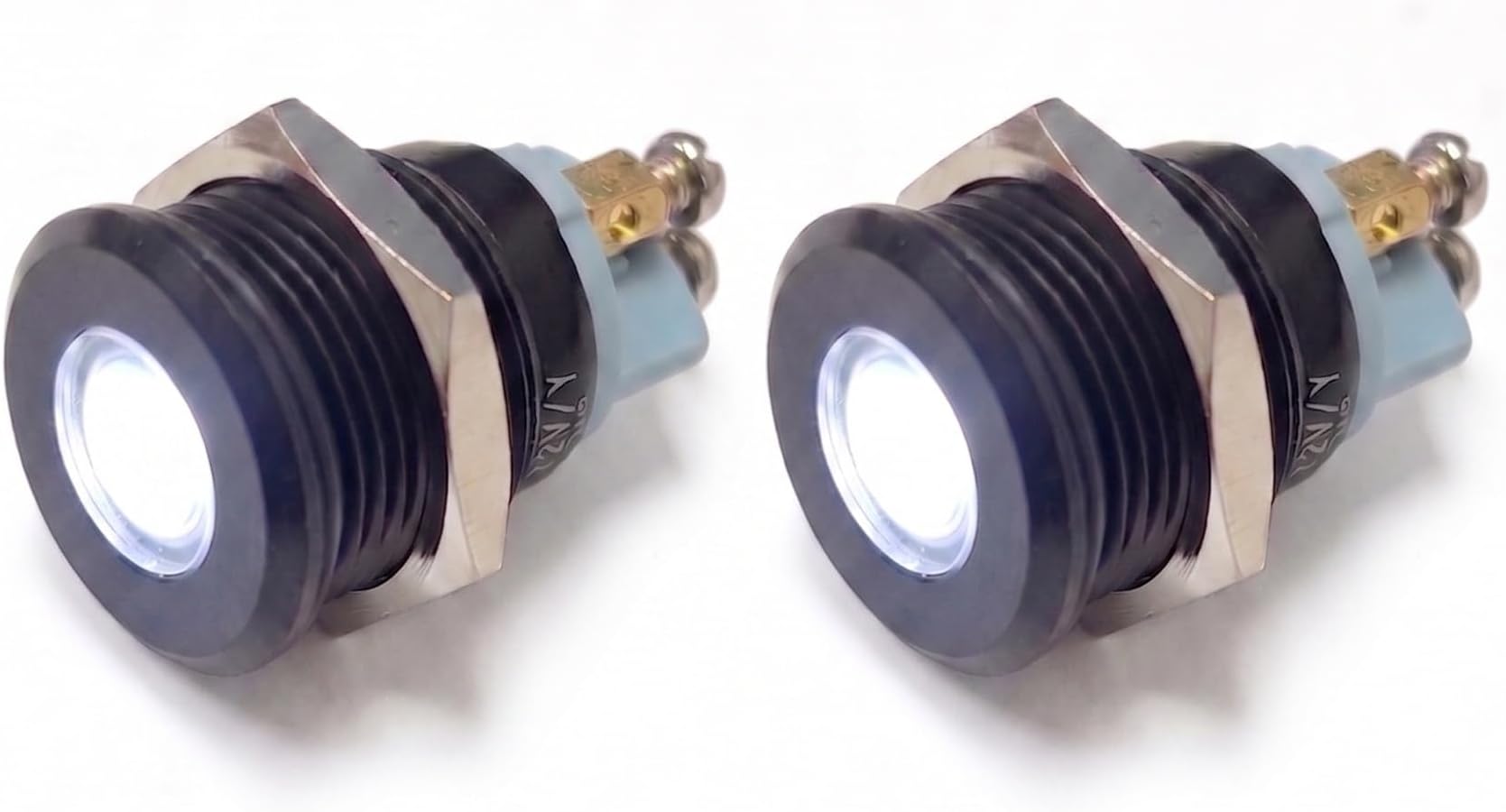 2PCS PL-B12 12mm 12V LED Metal Indicator Pilot Dash Light with Black Bezel