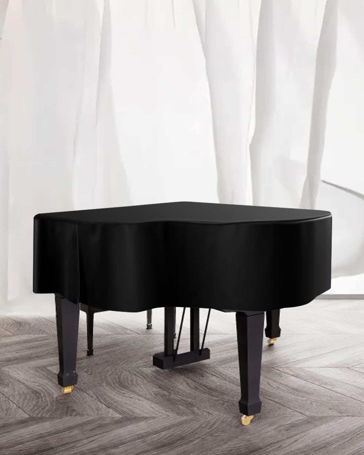 TINDTOP Funda para piano de cola, de piel, impermeable, a prueba de polvo, lavable, suave, con bordes decorados, triángulo completo, funda protectora para piano | Funda protectora de piano triangular a prueba de polvo lavable con bordes suaves decorados