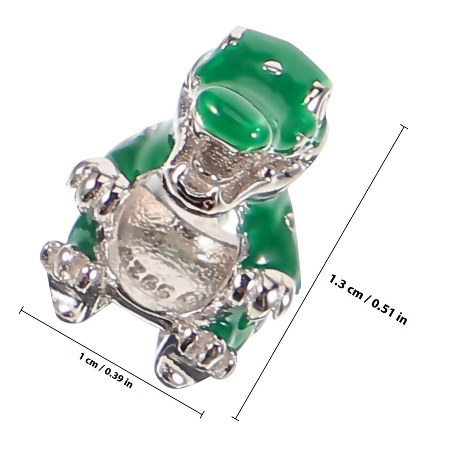 Ciondolo DIY Bracciale Piccolo Coccodrillo Argento in Verde, Bead