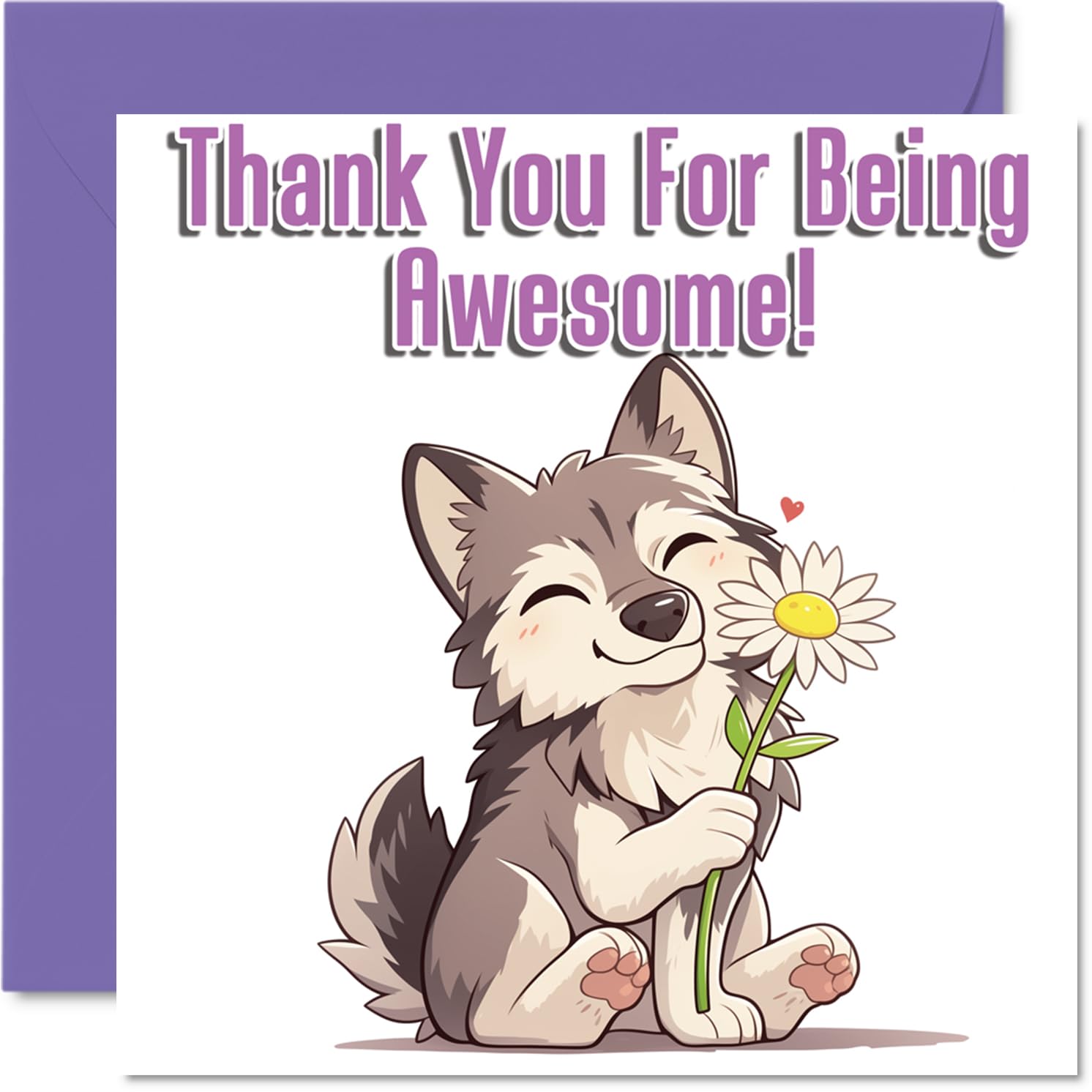Cute Wolf Thank You Card for Girls Boys - Awesome Animals - Thankyou Cards for Grandson Sister Cousin Brother, 145mm Thank You So Much Appreciation Greeting Cards