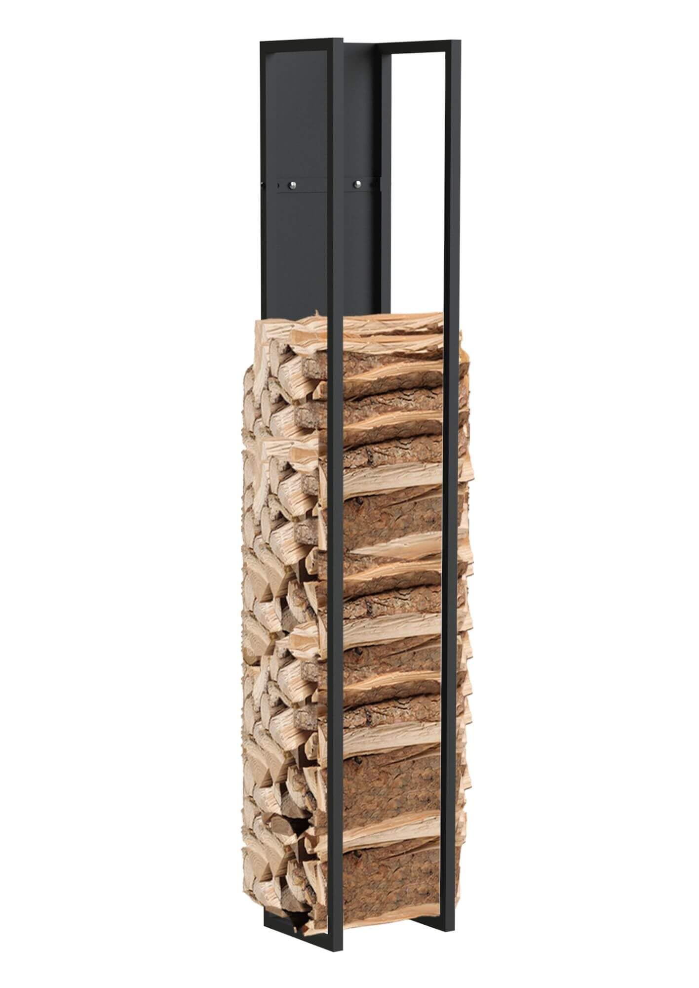 DanDiBo Kaminholzregal Innen Metall Schwarz Kaminholzständer mit Rückwand an der Wand Hängend Holzkorb Kaminholzhalter Holzregal (Höhe 160 cm)