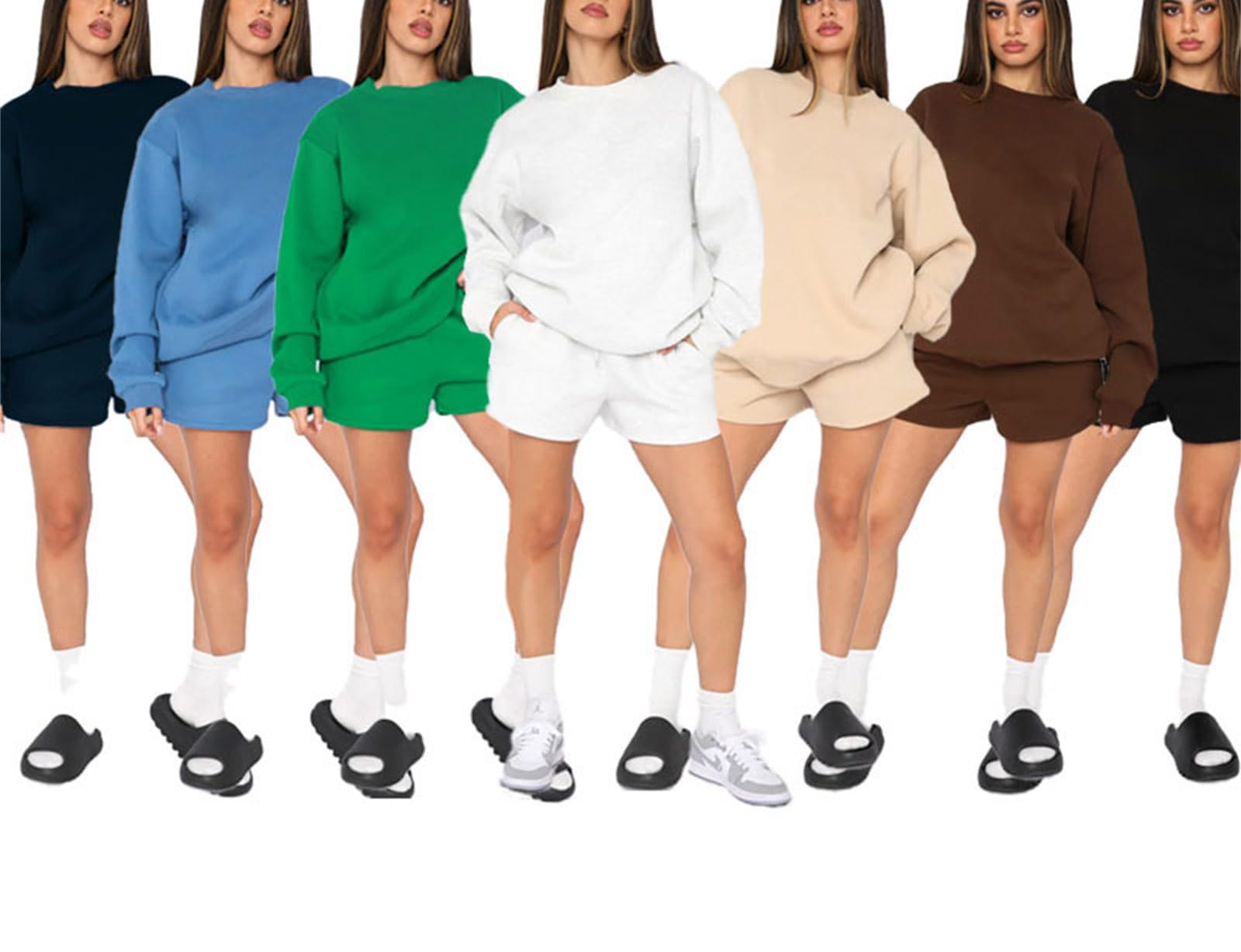 Suncolour Completo da Donna in Due Pezzi Felpa Pullover e Pantaloni da Jogging Tuta Calda Set di Tute Casual da Donna
