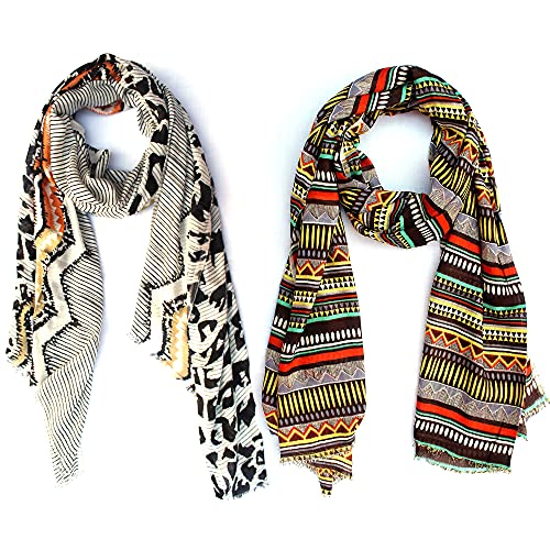 Image of Women's Trendy floral Printed Rayon Stoles Multicolour (Pack of 2)