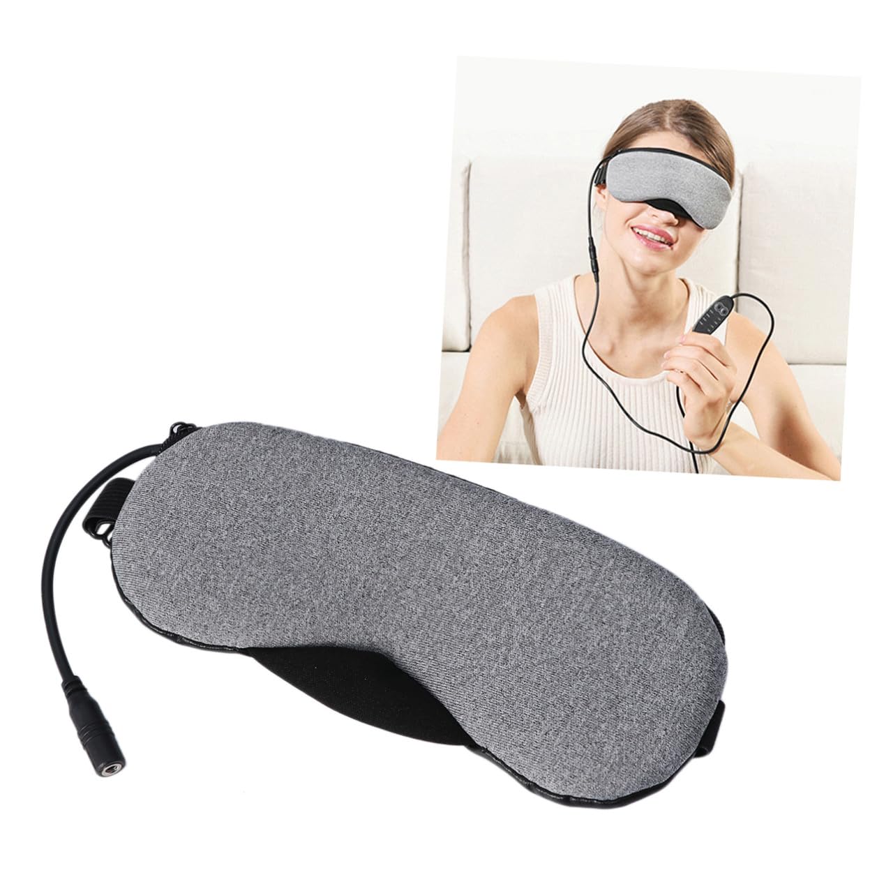 IMIKEYA Maschera per dormire a vapore ricaricabile USB maschera termica in pelle grigia senza profumo maschera oculare rilassante per alleviare la fatica e la testa adatta per casa ufficio e viaggi