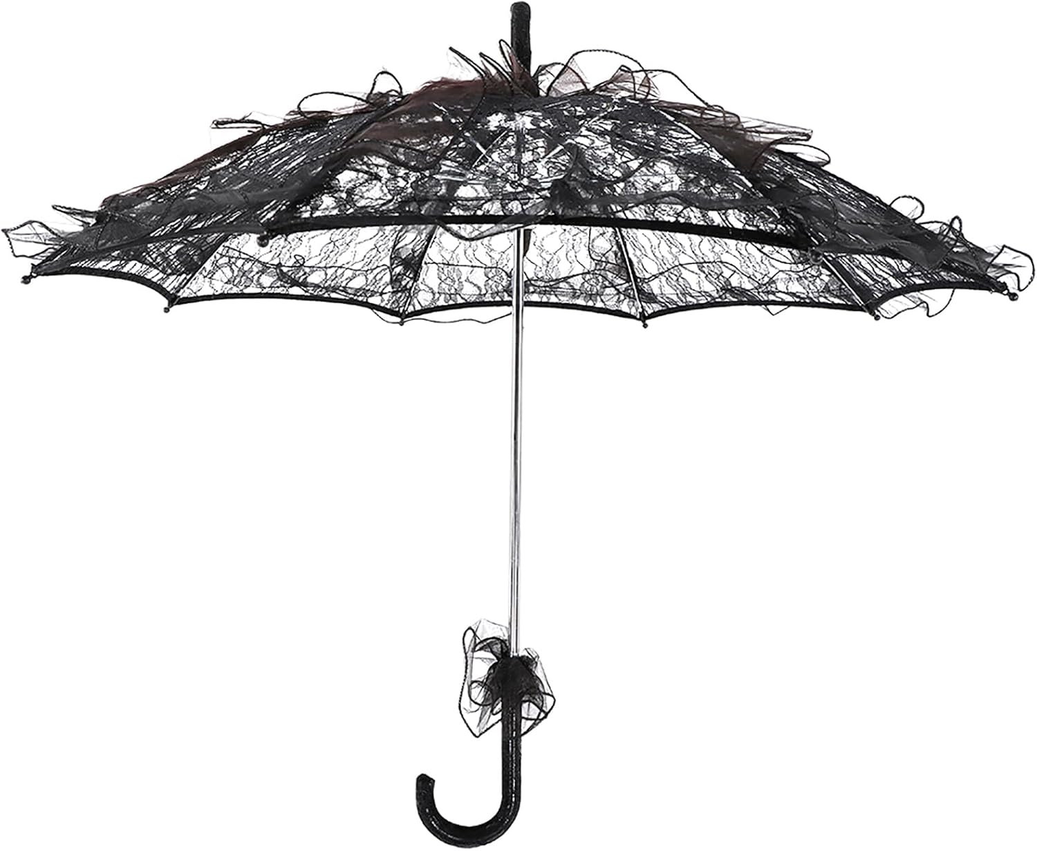 Greensen Victorian Style Lace Parasol Umbrella, Black, Decorative Wedding Prop for Photography, Dancing, Party Decor