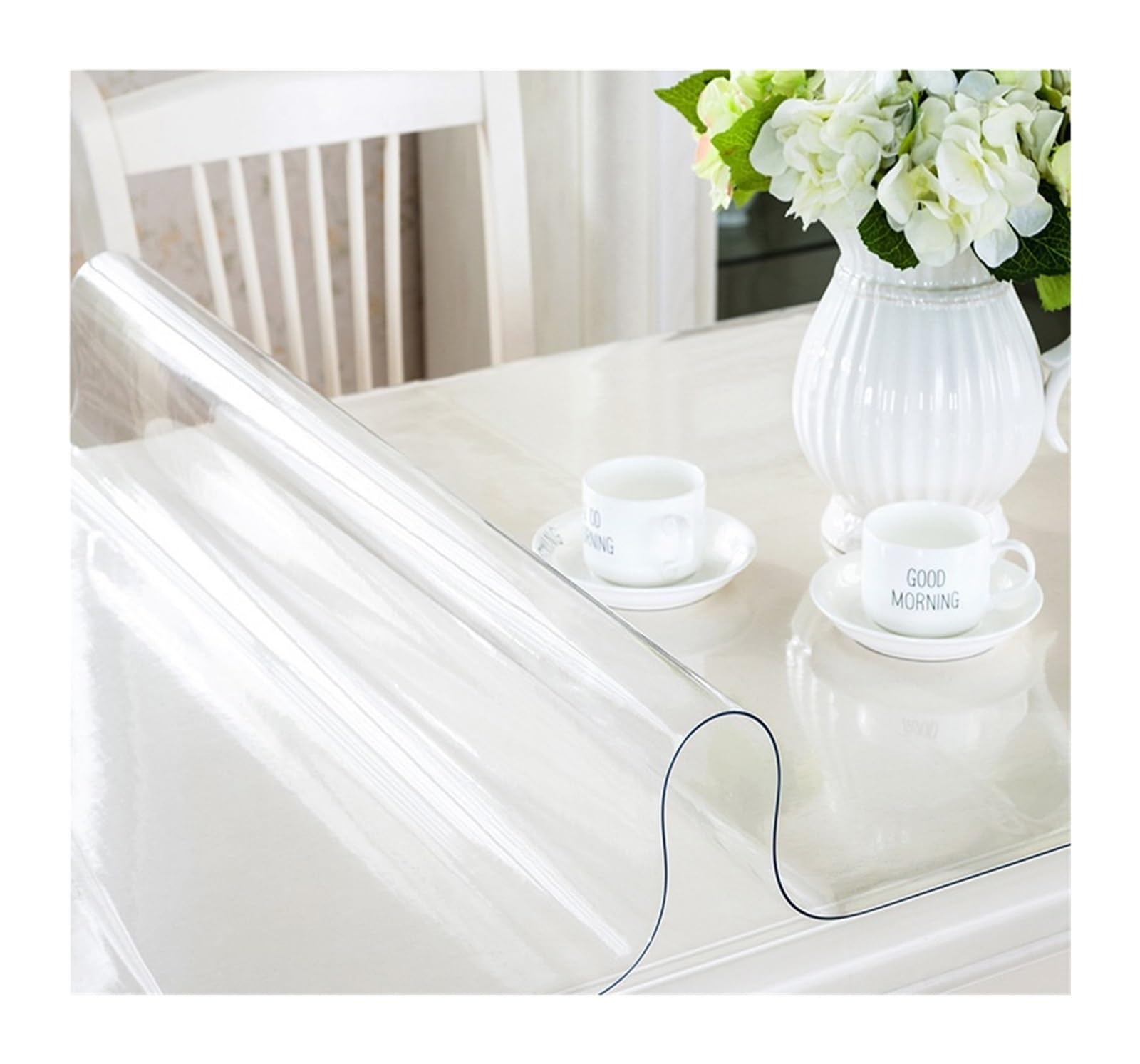 Clear Table Protector Soft Glass Tablecloth PVC Transparent D' Waterproof Oilproof Kitchen Dining Table Cover Tablecloth For Rectangular(Transparent 2.0mm,60x180cm)