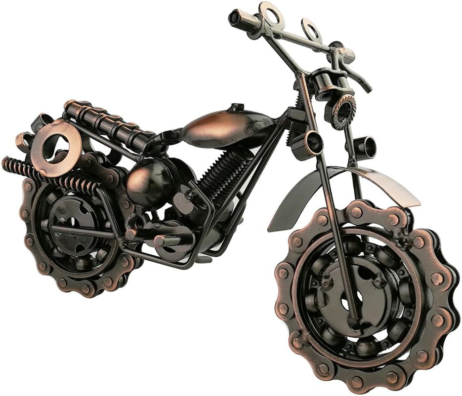 Winterworm Creative Retro Iron Art Motorcycle Model Metal Moto Collection Simple Modern Home Decor Ornaments for Motorcycle Lovers Christmas Birthday Gifts (Silver)