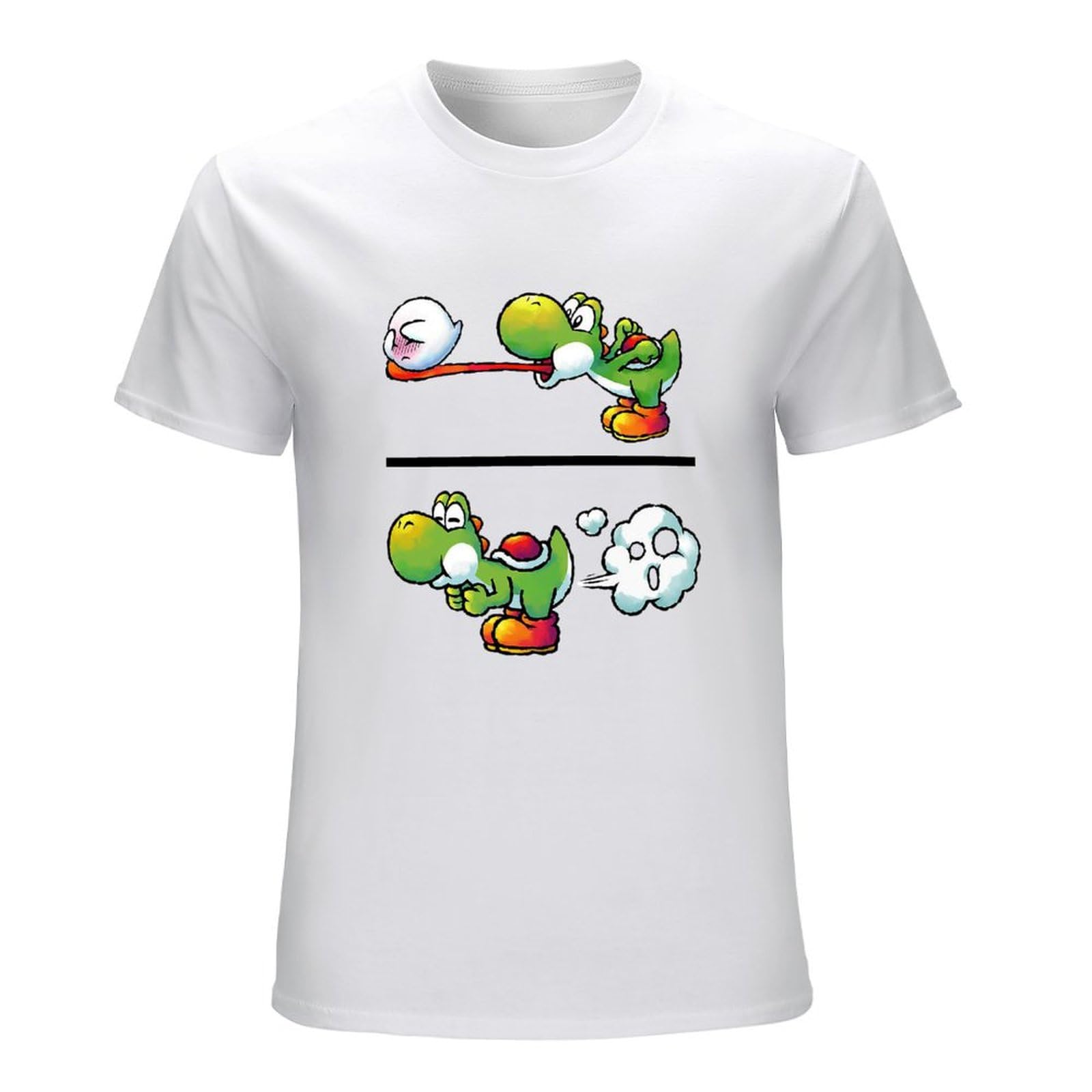 WamakeSuper Smash Bros T Shirt Farting Yoshi T-Shirt Cotton Fashion Tee Shirt Men Short-Sleeve Printed Tshirt Anime Hip Hop Harajuku White