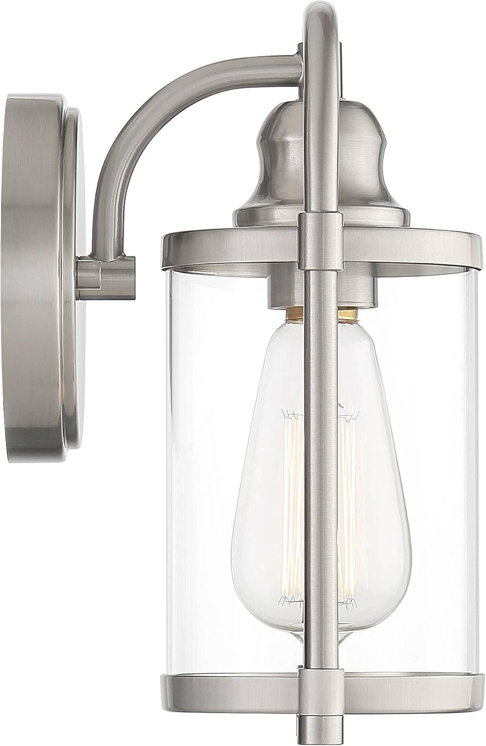 John Timberland Avani Rustic Farmhouse Outdoor Wall Light Fixture Brushed Nickel 10 1/4" Clear Glass for Exterior Barn Deck House Porch Yard Patio Outside Garage Front Door Garden Home Roof