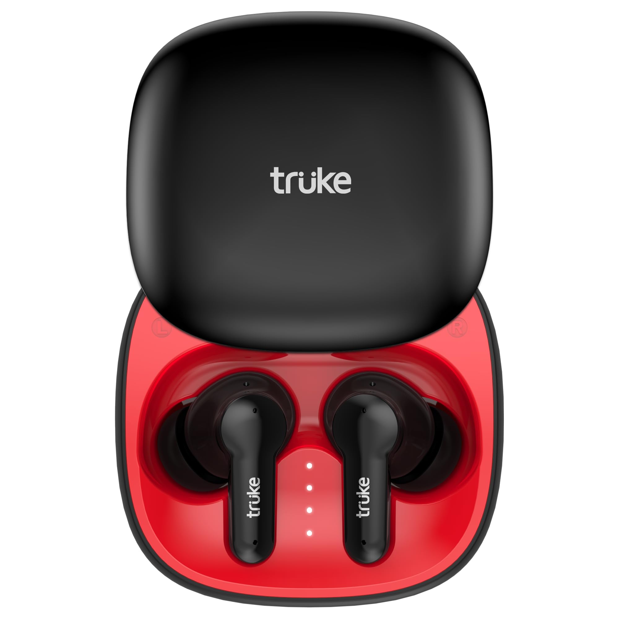 truke Buds S2 Lite True Wireless Made in India Earbuds with MEMS Quad-Mic ENC, 48H Playtime, 10mm Real Titanium Speaker, Gaming Mode, Type-C Fast Charge, AAC Codec, BT 5.1, IPX4 (Red Black)