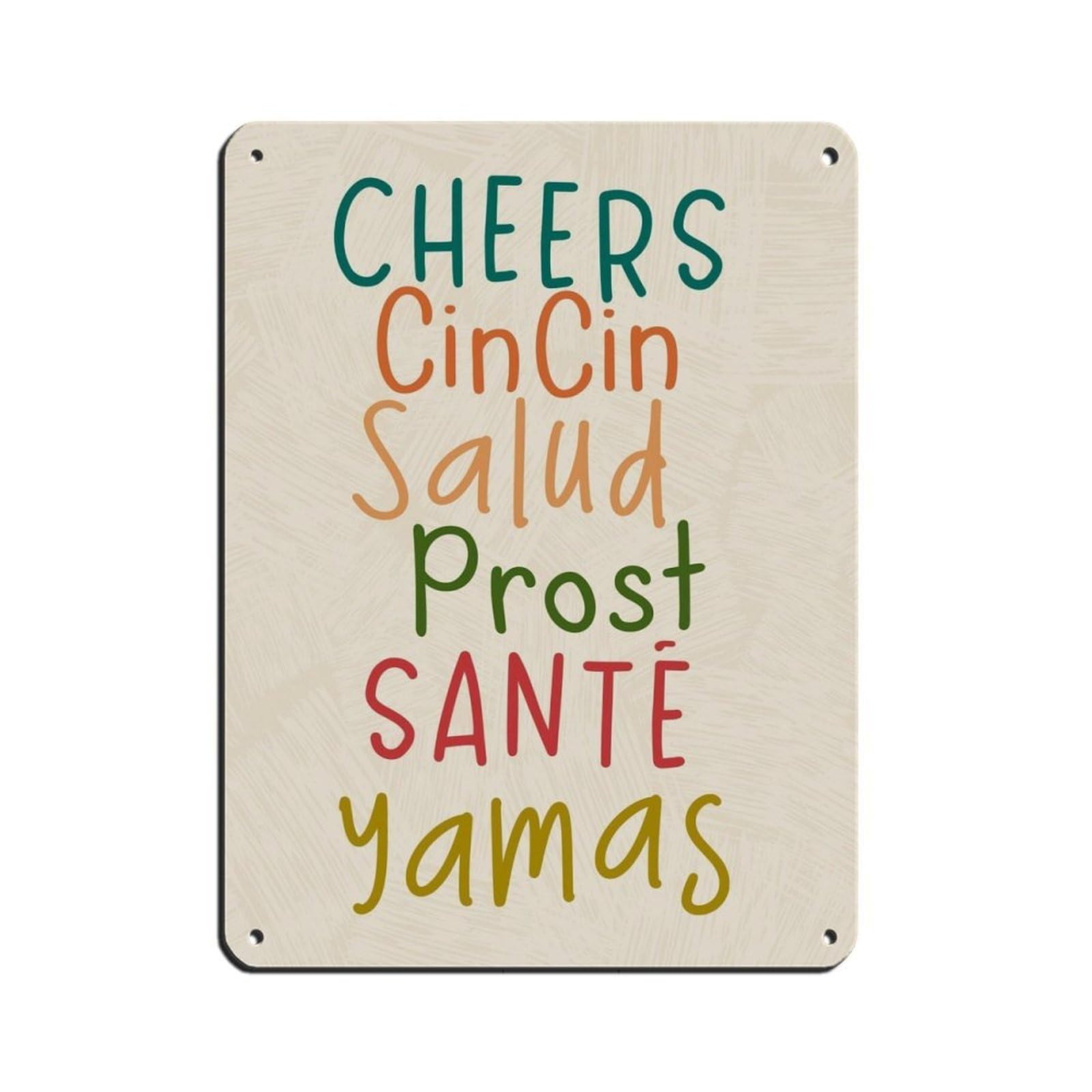 Cheers Poster, Cin Cin, Yamas, Salud, Prost, Sante Retro Poster Metal Tin Sign Chic Art Retro Iron Painting Bar People Cave Cafe Family Garage Poster Wall Decoration 12x16inch(30x40cm)