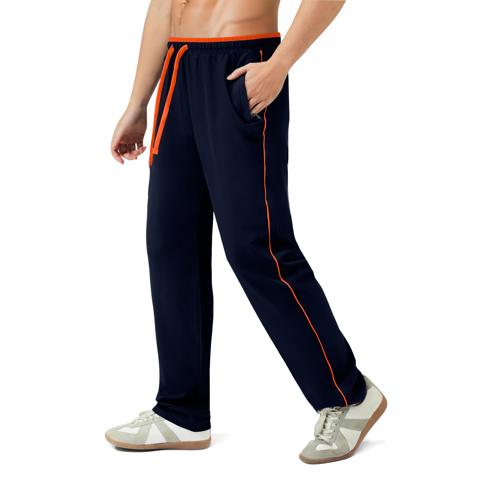 LOLLi kidz Men's Loose Fit Comfy High Performing Athletic Outdoor Sweatpants Lightweight with Zipper Pockets Black/Royal Blue - image 4