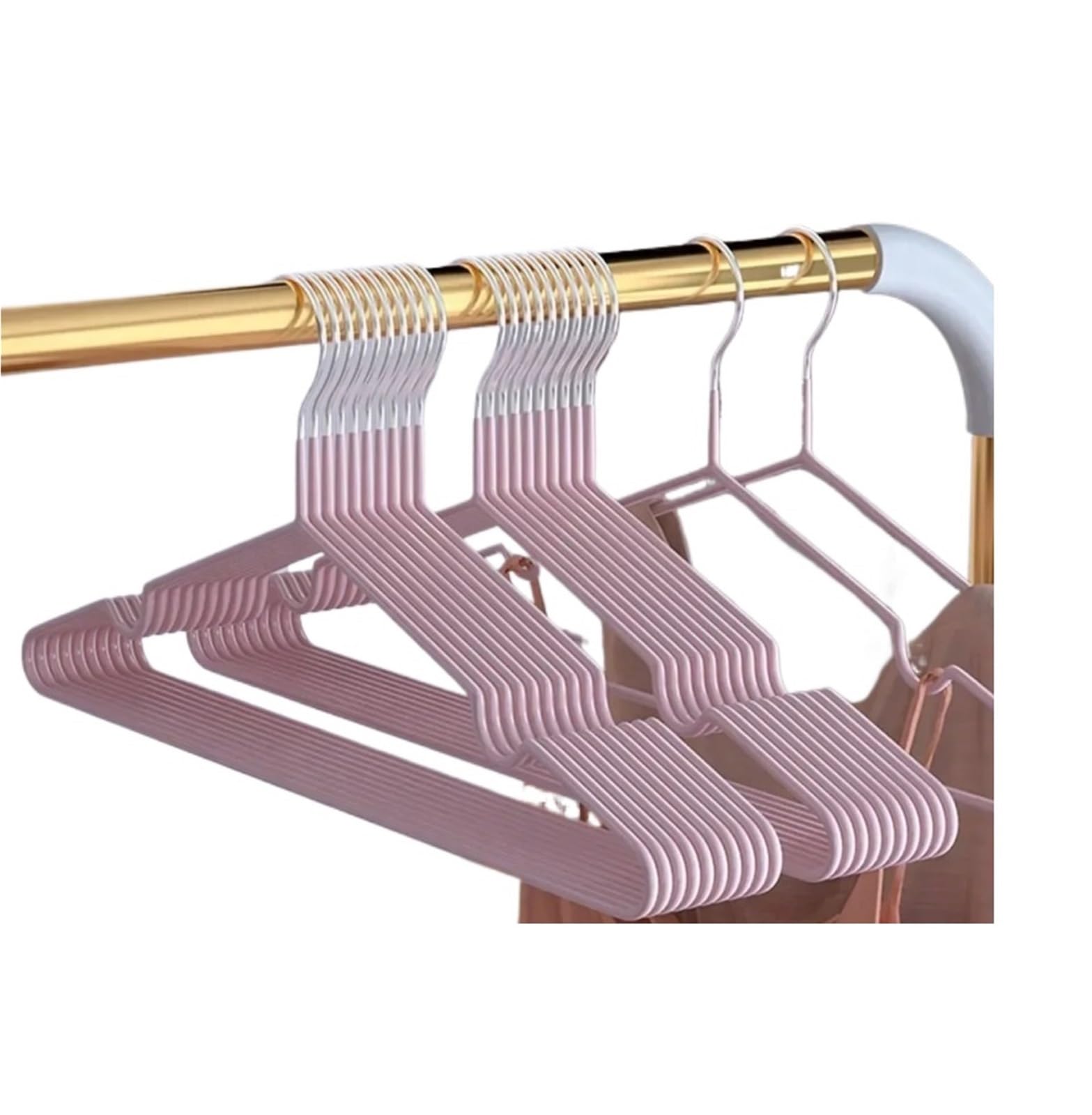 Clothes Hangers No-slip Clothes Hangers 10pcs- Metal Traceless, Strong Racks, Household Space Saver For Organization Of Bedroom(Pink)