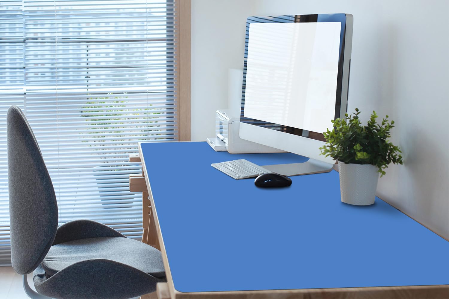 Sottomano da Scrivania 120x60 cm Impermeabile in Vinile PVC Protezione e Decorazione Facile da Pulire Superficie Protettiva per Ufficio e Casa Antiscivolo - Azzurro