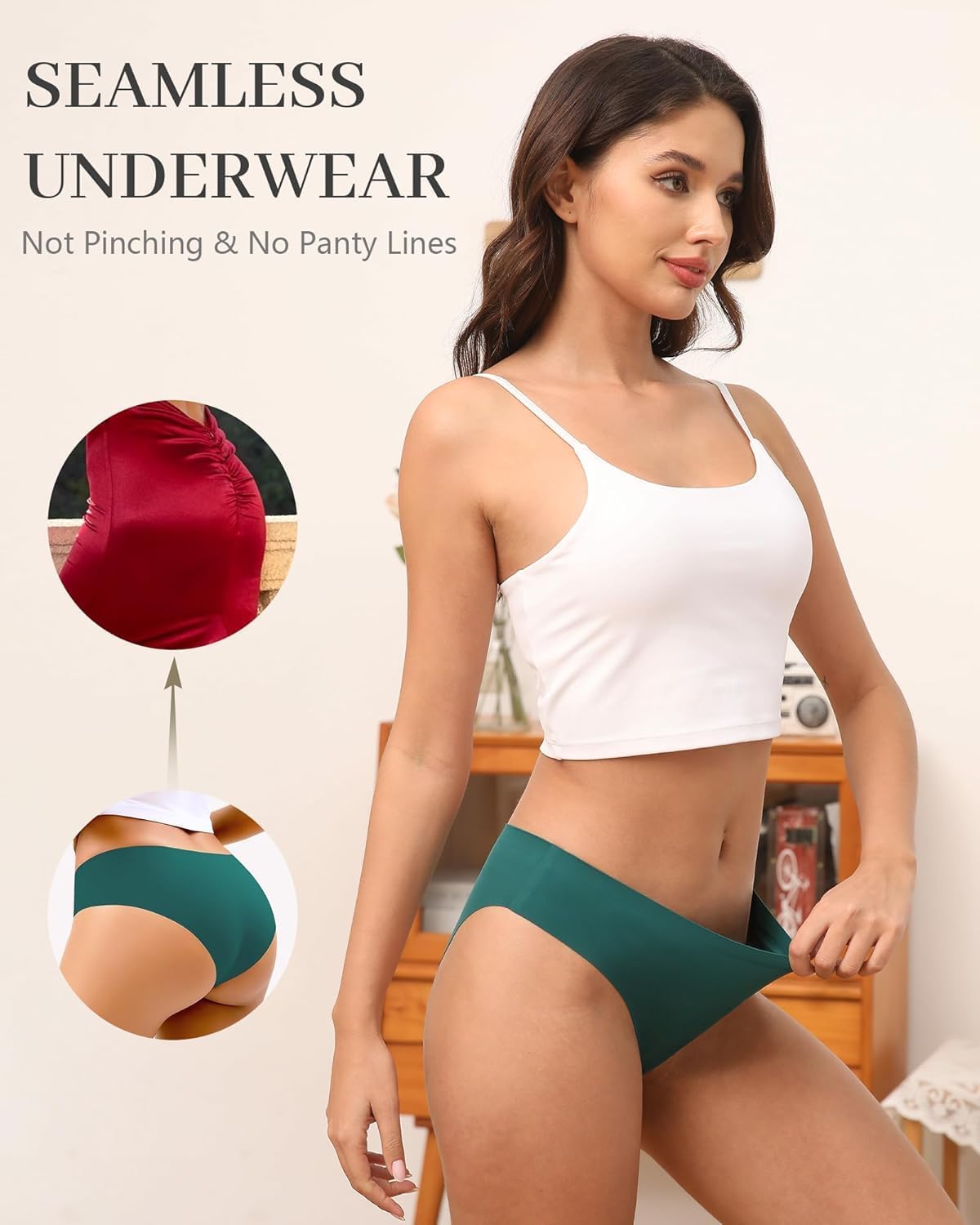 Cevapro Seamless Underwear for Women No Show Hipster Bikini Panties Low Rise Cheeky Soft Stretch Invisible Briefs 5 Pack - Image 3