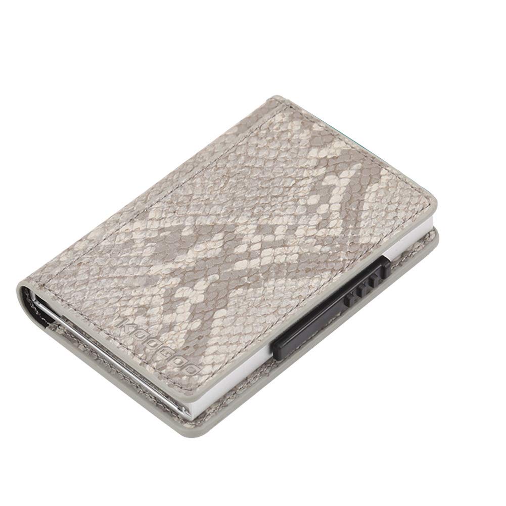 Minimalist Genuine Leatherr Slim RFID Blocking Credit Card Holder（White)