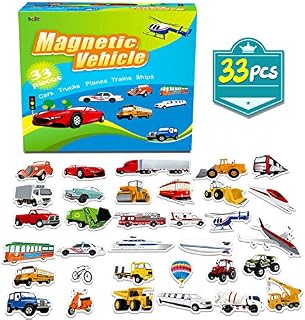 SpriteGru 33 PCS Vehicle Foam Magnets for Toddlers Kids, Perfect for Preschool Learning (Land Air Ocean All Included)