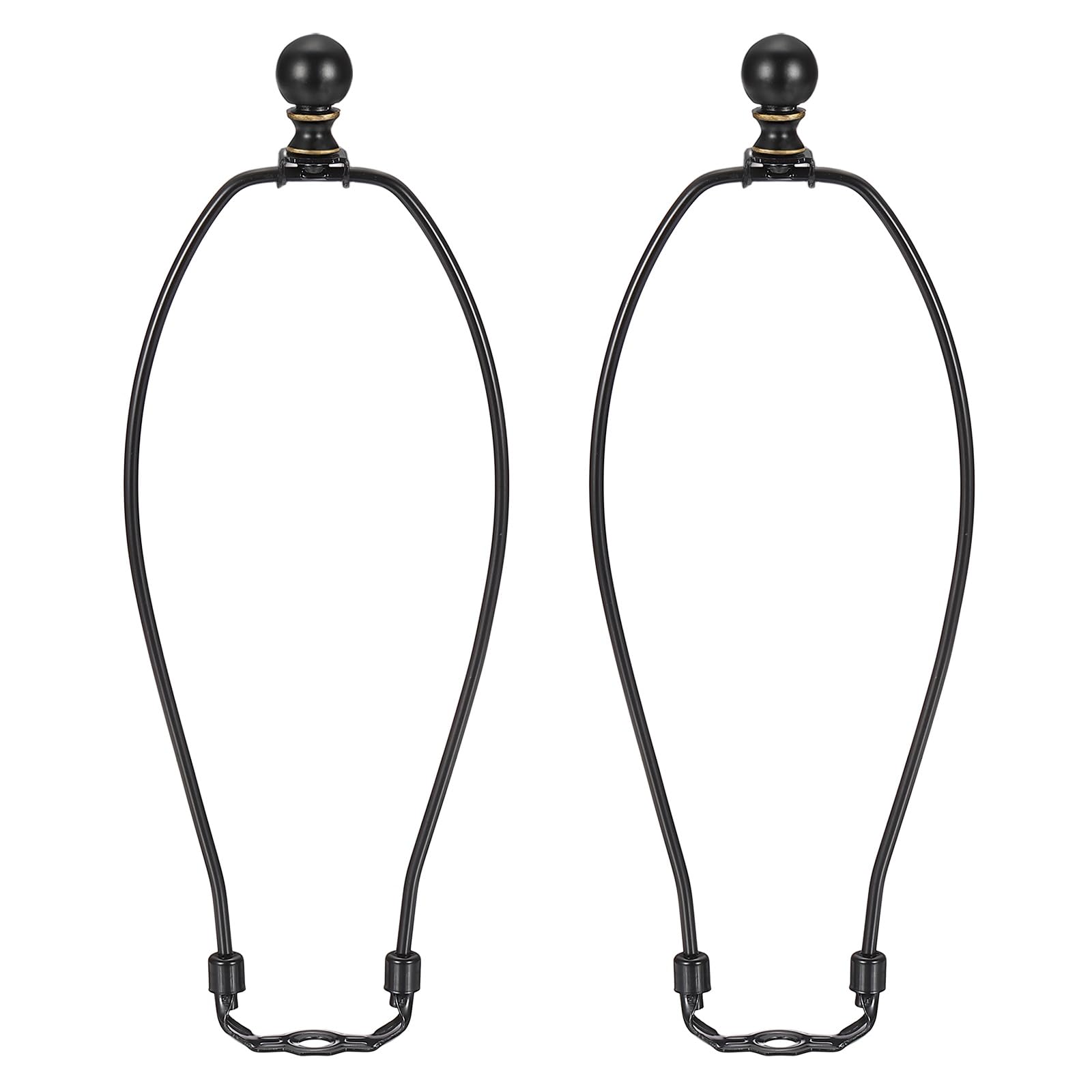 PATIKIL 2 Set 11.5" Lamp Shade Harp Holder, Heavy Duty Detachable Lampshade Brackets with 1.46" Height Solid Metal Finial Shade Holder for Table and Floor Lamps, Black