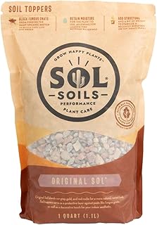 Sol Soils Original Sol Soil Topper – Decorative Rocks for Potted Plants, Succulents, Cactus, & More – Blend of Grey, Gold, & Red Rocks - Top Dressing for Water Retention & Pest Protection – 1 Quart