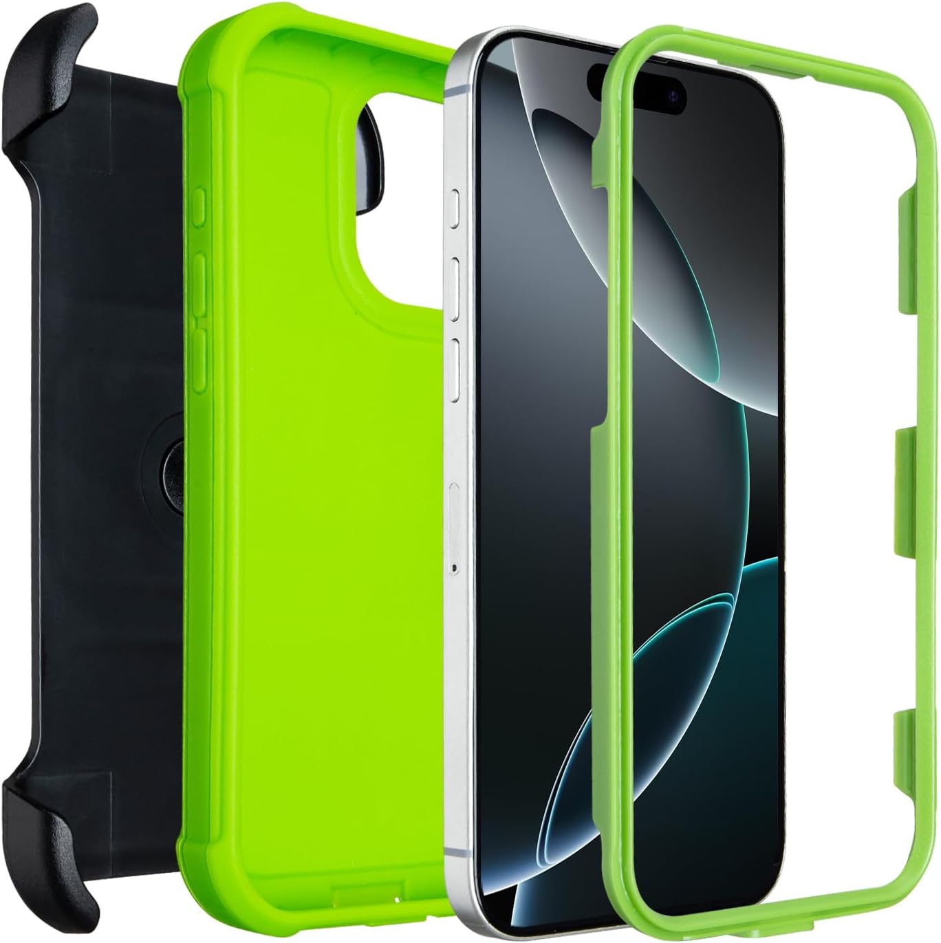 for Defender Phone Case iPhone 16 Pro Case with Belt Clip,for Shockproof iPhone16Pro Rugged,2 Layers of Sturdy for PhoneCase Heavy Duty,Military-Grade for iPhone 16 Pro Phone Case Green