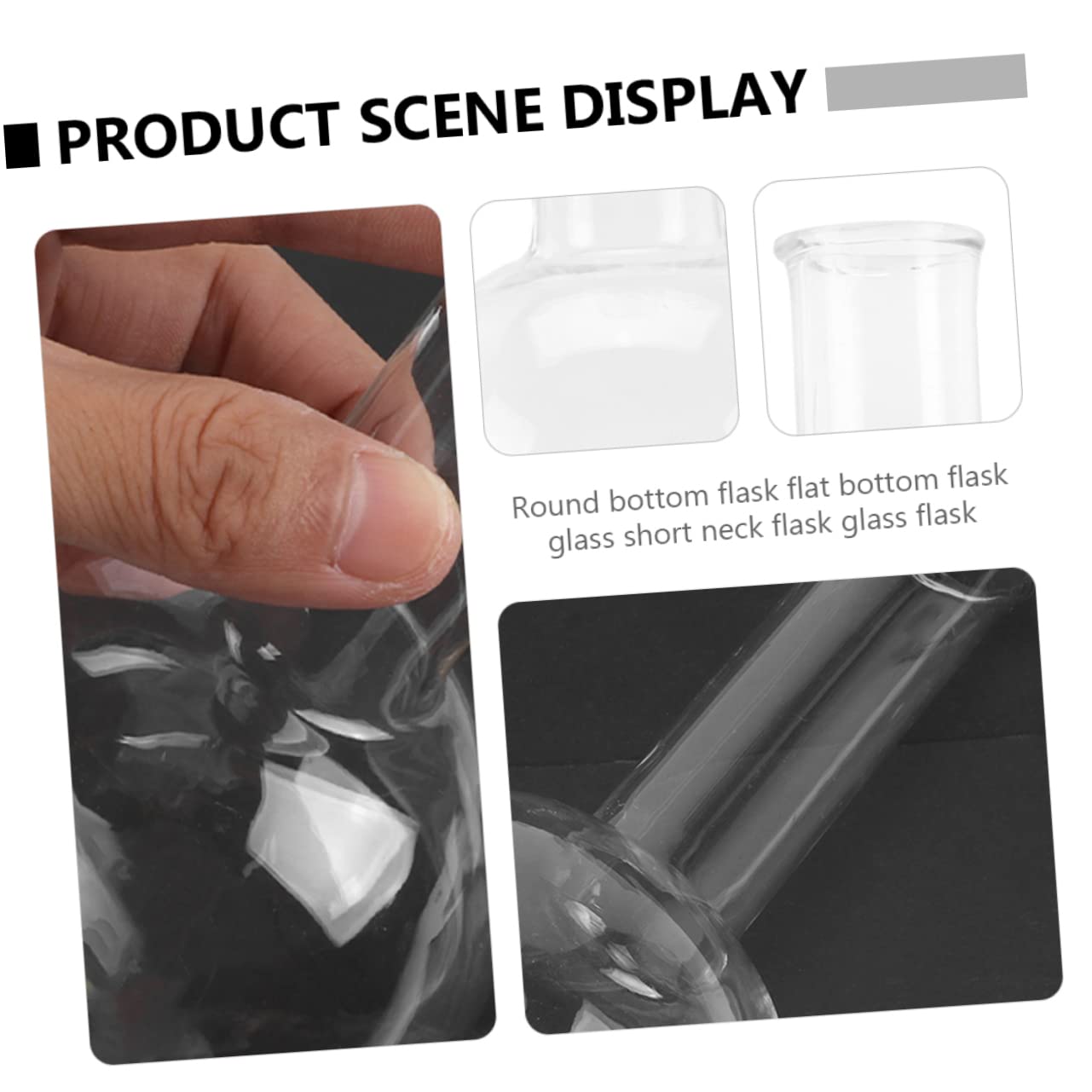 MAGICLULU Rundkolben als Laborkolben 3 Stück mit 250ml Volumen aus Glas Gleichmäßiger Wandstärke und Transparentem Design für Chemie und Bildungsanwendungen