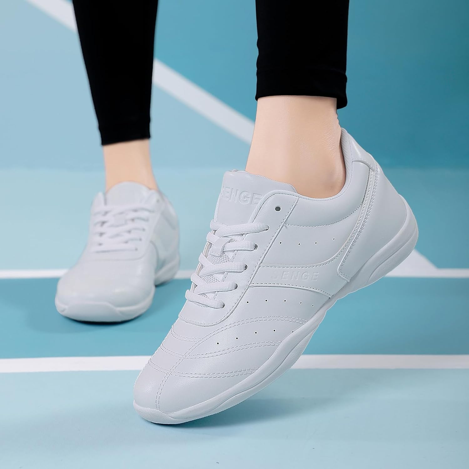 WUIWUIYU Boys Girls White Lace-up School Cheer Shoes Chearleading Dancing Sports Shoe Sneakers