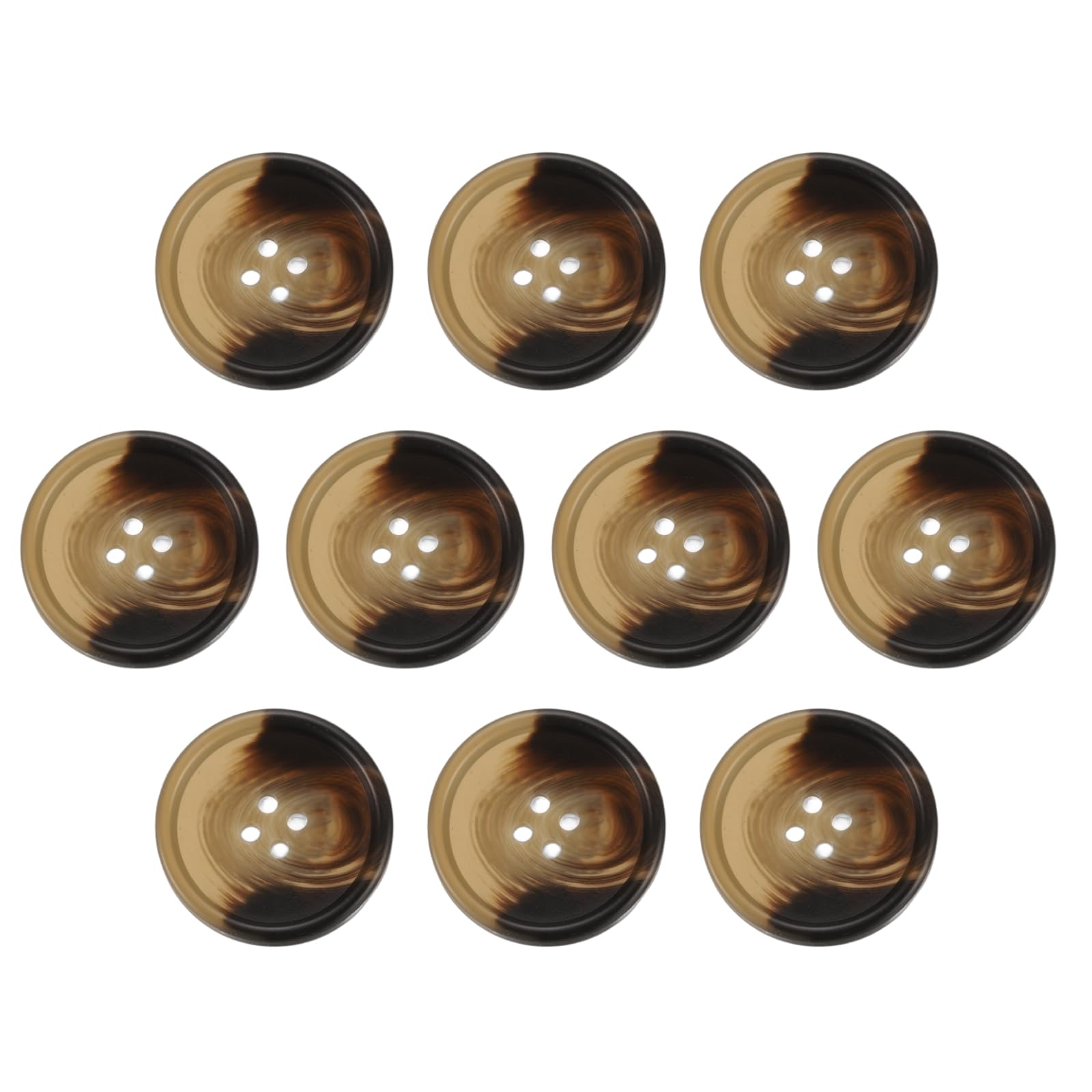 sourcing map 10pcs Resin Sewing Button, 30mm 1 3/16-Inch 4 Holes Round Pattern Flatback Buttons for Coat, Suits, Clothes Garment & DIY Crafts, 2#Coffee Brown