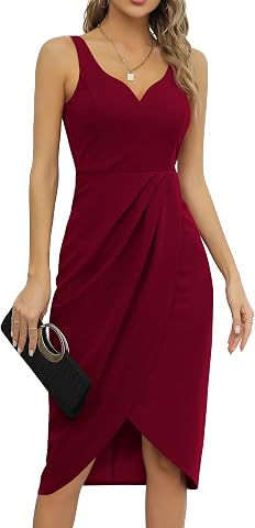 Missufe Vestido de cóctel elegante para mujer, vestido de fiesta, estilo rockabilly, ceñido, vintage, cruzado