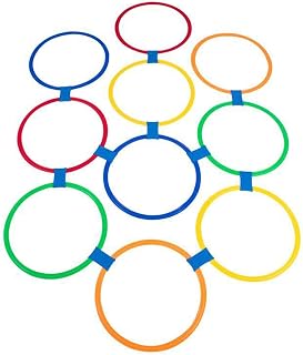 Hopscotch Ring Game Toys 10 Multi-Colored Plastic Rings and 10 Connectors for Indoor Or Outdoor Use, Outdoor Sensory Training Sports Equipment for Girls and Boys (Size : 48cm)