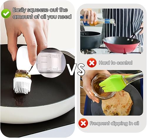 Miniatura 3 de TINMIX Dispensador de aceite de oliva  Botella dispensadora de aceite de vidrio de 10.1 fl oz con cepillo de untado para cocinar salsa de vinagre de