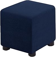 Vista 8 de Funda para Otomán Cuadrada Plegable de Almacenamiento Fundas para Otomán Jacquard Elásticas Cubo Reposapiés Fundas para Taburete ProZtector con Beige