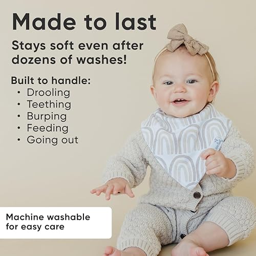 Miniatura 4 de Copper Pearl 4 Pack Soft Cotton Baby Bibs for Drooling and Teething, Absorbent Drool Bibs for Baby Girl and Boy, Adjustable to Fit Newborns to Bliss