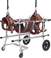 Vista 13 de Silla de ruedas para perro, para patas traseras, carrito ajustable para perro, con soporte para piernas y soporte de cadera para lesionados