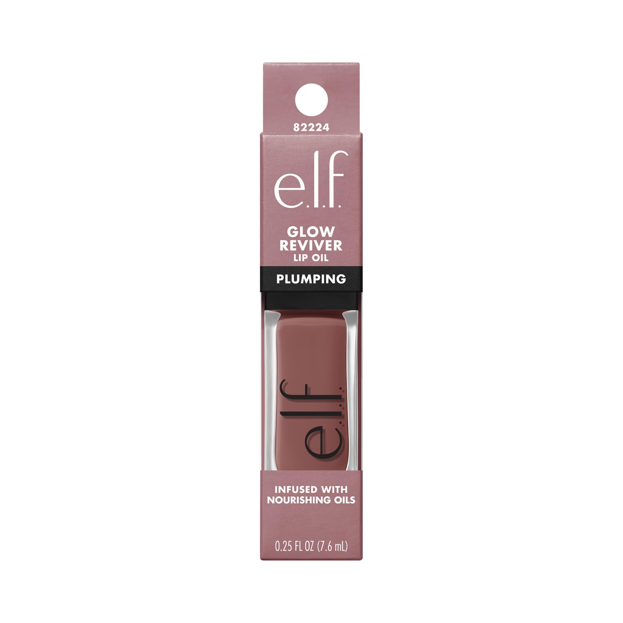 e.l.f. Glow Reviver Plumping Lip Oil, rimpolpante labbra colorato per un finish pieno e ultra lucido, infuso con olio di jojoba, prodotto vegano e non testato sugli animali, Major Mauve