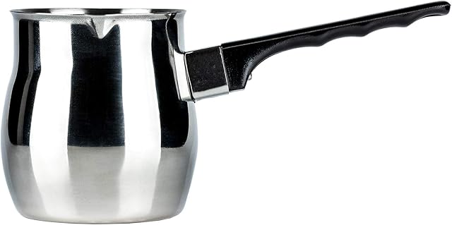 Café Olé Stainless Steel Turkish Coffee Pot Cezve Ibrik Style Traditional Stovetop Coffee Maker 12oz (340ml)