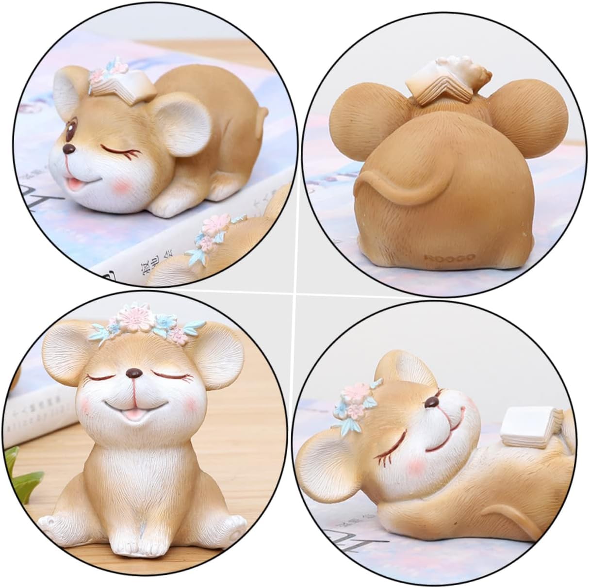 2Pcs Mini Mouse Ornament Resin Desktop Decor for Doll Display image 2