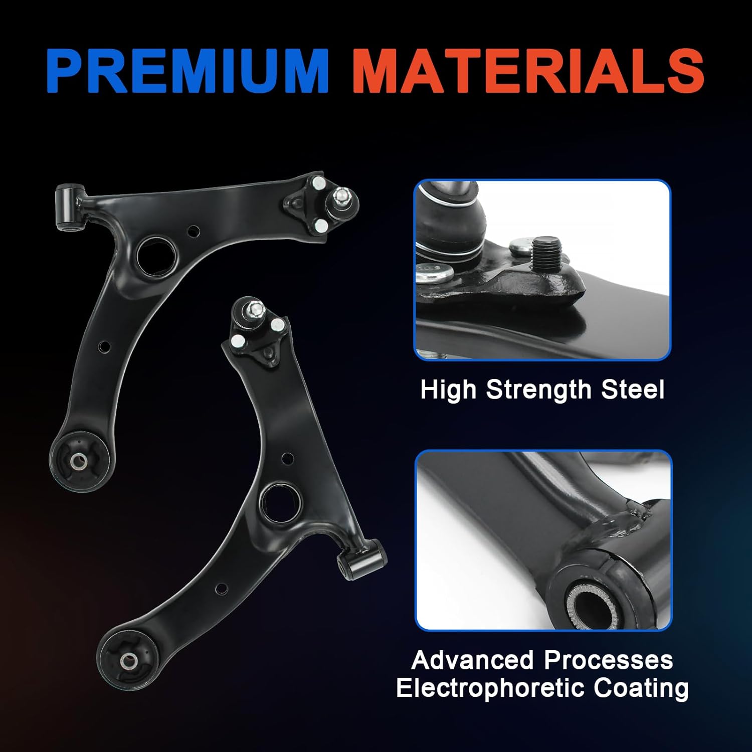 6pcs Suspension Kit Control Arms for 2014-2019 Toyota Corolla, 2 Lower Control Arms with Ball Joints, 2 Outer Tie Rods, 2 Sway Bar Links