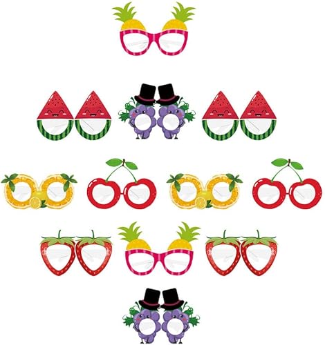 24pcs gafas decorativas para fiestas, diseño de frutas, gafas de papel