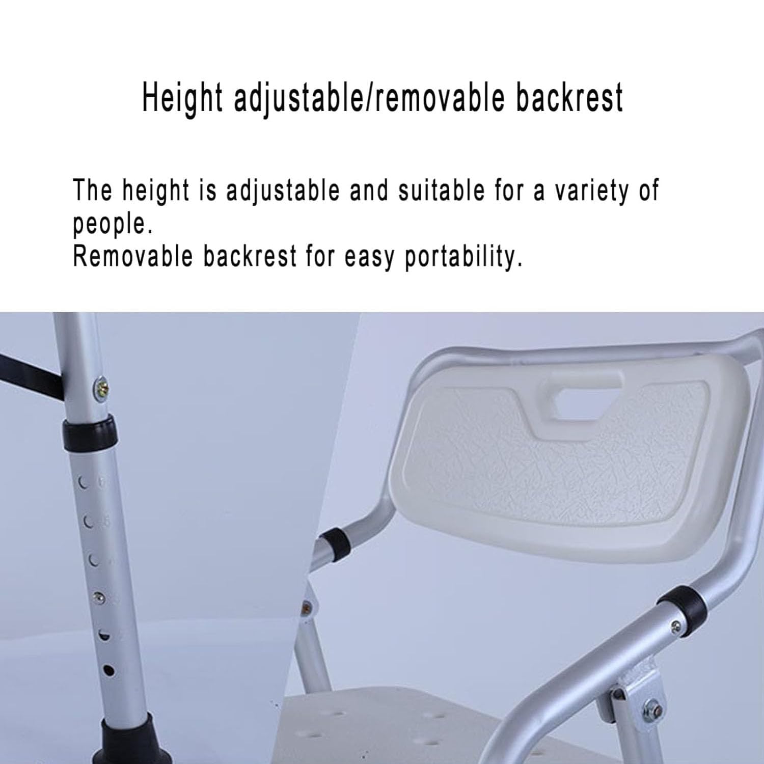 Silla de Ducha Plegable Antideslizante, con Brazos y Respaldo extraíble, Asiento de Ducha Regulable en Altura, para Personas Mayores, discapacitadas y Embarazadas