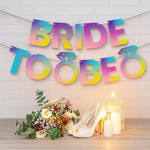 KatchOn, Cartel iridiscente de la novia con texto en inglés Bride To Be, Bride To Be, Bride To Be, decoraciones para despedida de soltera,