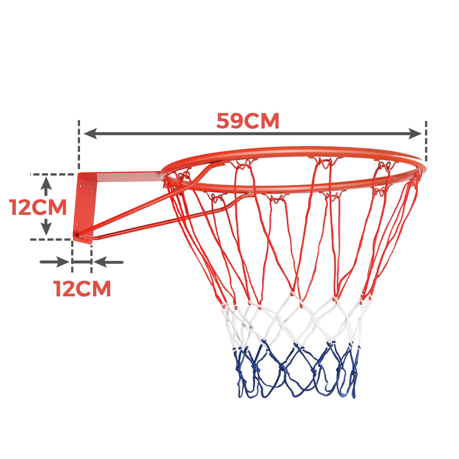 LIFEZEAL Aro de Baloncesto de 45 cm de diámetro, Canasta de Baloncesto con Red de Nylon, Equipo Deportivo para Interior y Exterior